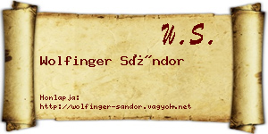 Wolfinger Sándor névjegykártya